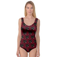 Face Cat Animals Red Princess Tank Leotard  by Mariart