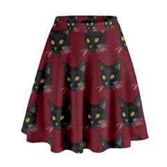 Face Cat Animals Red High Waist Skirt