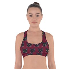 Face Cat Animals Red Cross Back Sports Bra by Mariart