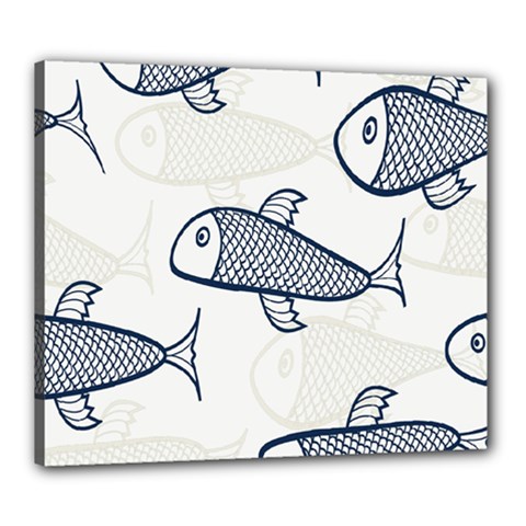 Fish Graphic Flooring Blue Seaworld Swim Water Canvas 24  X 20 