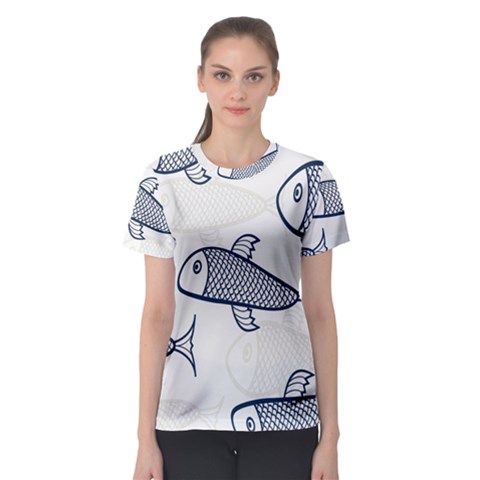 Fish Graphic Flooring Blue Seaworld Swim Water Women s Sport Mesh Tee by Mariart