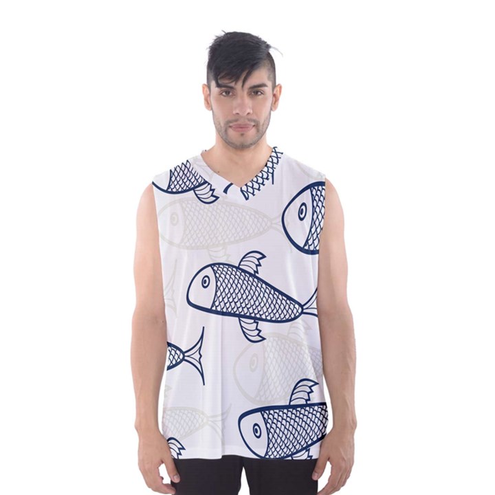 Fish Graphic Flooring Blue Seaworld Swim Water Men s Basketball Tank Top