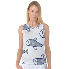 Fish Graphic Flooring Blue Seaworld Swim Water Women s Basketball Tank Top by Mariart