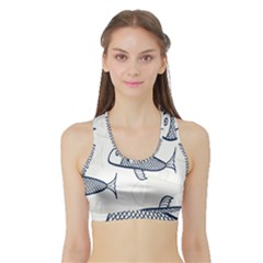 Fish Graphic Flooring Blue Seaworld Swim Water Sports Bra With Border