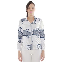 Fish Graphic Flooring Blue Seaworld Swim Water Wind Breaker (women) by Mariart