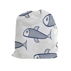 Fish Graphic Flooring Blue Seaworld Swim Water Drawstring Pouches (extra Large)