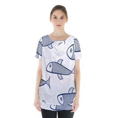 Fish Graphic Flooring Blue Seaworld Swim Water Skirt Hem Sports Top