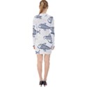 Fish Graphic Flooring Blue Seaworld Swim Water V-neck Bodycon Long Sleeve Dress View2