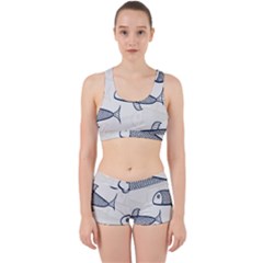 Fish Graphic Flooring Blue Seaworld Swim Water Work It Out Sports Bra Set