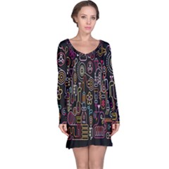 Features Illustration Long Sleeve Nightdress