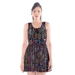 Features Illustration Scoop Neck Skater Dress