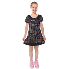 Features Illustration Kids  Short Sleeve Velvet Dress