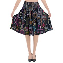 Features Illustration Flared Midi Skirt