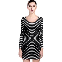 Gold Wave Seamless Pattern Black Hole Long Sleeve Bodycon Dress