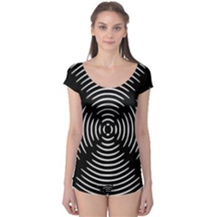 Gold Wave Seamless Pattern Black Hole Boyleg Leotard 