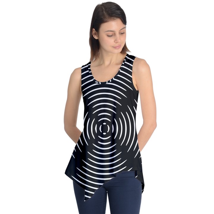 Gold Wave Seamless Pattern Black Hole Sleeveless Tunic