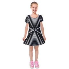 Gold Wave Seamless Pattern Black Hole Kids  Short Sleeve Velvet Dress