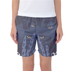 Ghost Halloween Eye Night Sinister Women s Basketball Shorts