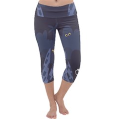 Ghost Halloween Eye Night Sinister Capri Yoga Leggings