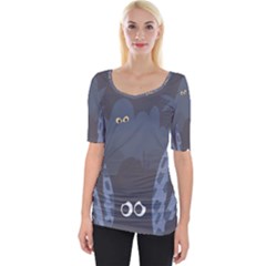 Ghost Halloween Eye Night Sinister Wide Neckline Tee