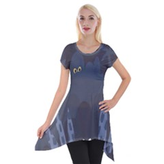 Ghost Halloween Eye Night Sinister Short Sleeve Side Drop Tunic