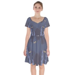 Ghost Halloween Eye Night Sinister Short Sleeve Bardot Dress