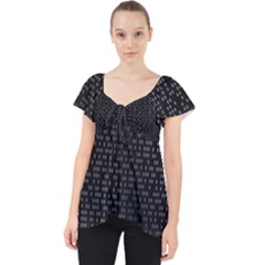 Gray Plaid Black Lace Front Dolly Top