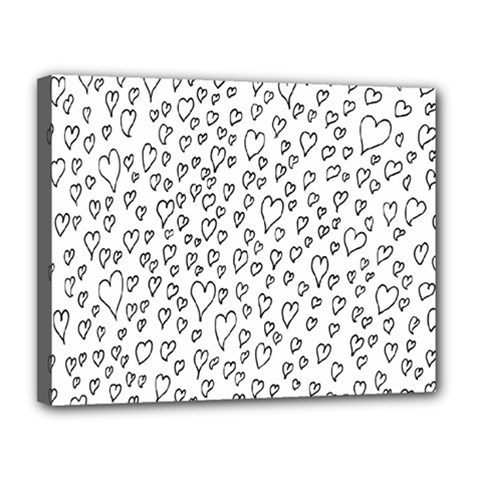 Heart Doddle Canvas 14  X 11  by Mariart