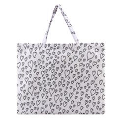 Heart Doddle Zipper Large Tote Bag