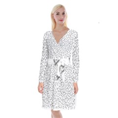 Heart Doddle Long Sleeve Velvet Front Wrap Dress