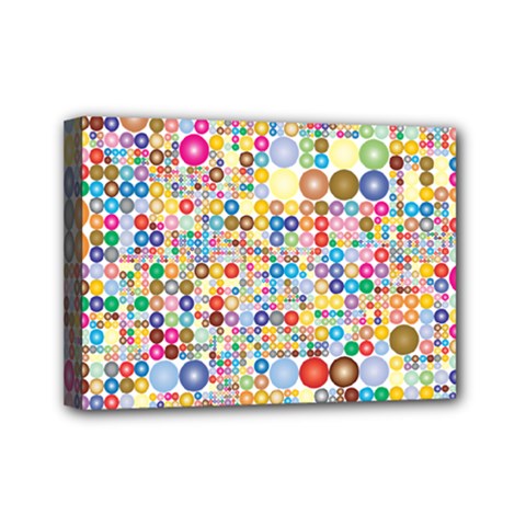 Circle Rainbow Polka Dots Mini Canvas 7  X 5 