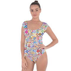 Circle Rainbow Polka Dots Short Sleeve Leotard  by Mariart