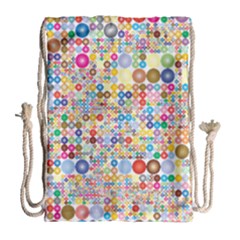 Circle Rainbow Polka Dots Drawstring Bag (large)