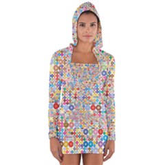 Circle Rainbow Polka Dots Long Sleeve Hooded T-shirt