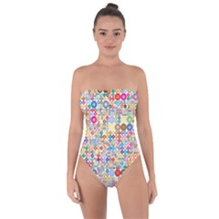 Circle Rainbow Polka Dots Tie Back One Piece Swimsuit