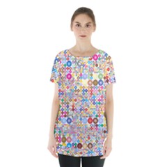 Circle Rainbow Polka Dots Skirt Hem Sports Top