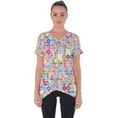 Circle Rainbow Polka Dots Cut Out Side Drop Tee