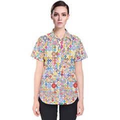 Circle Rainbow Polka Dots Women s Short Sleeve Shirt