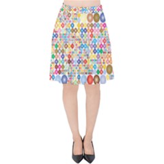 Circle Rainbow Polka Dots Velvet High Waist Skirt