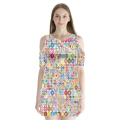 Circle Rainbow Polka Dots Shoulder Cutout Velvet One Piece by Mariart