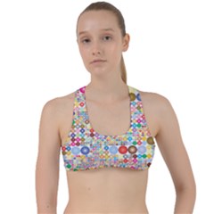 Circle Rainbow Polka Dots Criss Cross Racerback Sports Bra