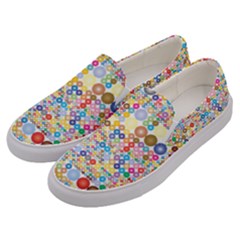 Circle Rainbow Polka Dots Men s Canvas Slip Ons by Mariart