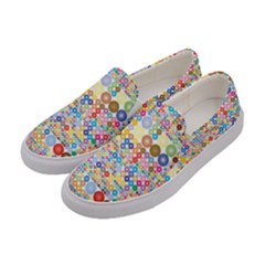 Circle Rainbow Polka Dots Women s Canvas Slip Ons