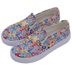 Circle Rainbow Polka Dots Kids  Canvas Slip Ons by Mariart