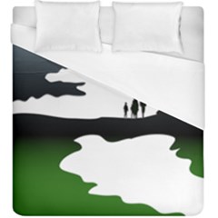 Landscape Silhouette Clipart Kid Abstract Family Natural Green White Duvet Cover (king Size) by Mariart