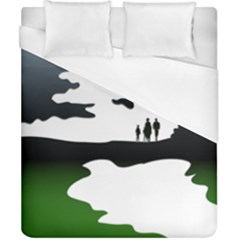 Landscape Silhouette Clipart Kid Abstract Family Natural Green White Duvet Cover (california King Size) by Mariart