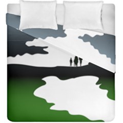 Landscape Silhouette Clipart Kid Abstract Family Natural Green White Duvet Cover Double Side (king Size) by Mariart