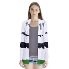 Landscape Silhouette Clipart Kid Abstract Family Natural Green White Drape Collar Cardigan