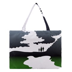 Landscape Silhouette Clipart Kid Abstract Family Natural Green White Medium Tote Bag by Mariart