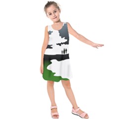 Landscape Silhouette Clipart Kid Abstract Family Natural Green White Kids  Sleeveless Dress by Mariart